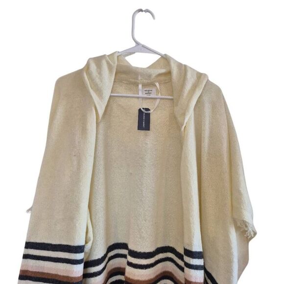 Melrose & Market Women's Cream Poly Knit w Gray & Brown Stripe Accents Open Fron - Picture 5 of 13